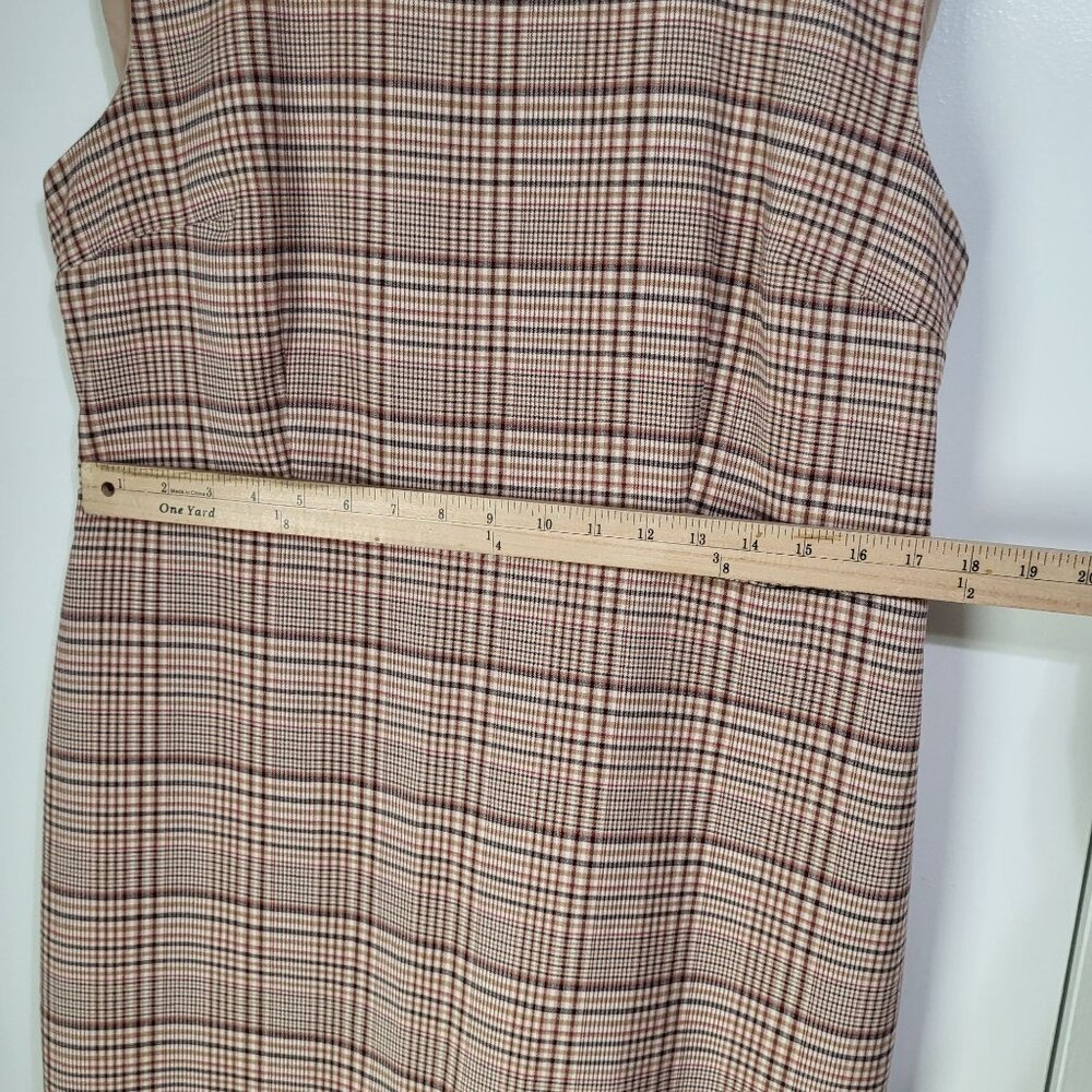 Ann Taylor Factory Plaid Sleeveless Lined Dress Women's SZ 14 Brown - Picture 6 of 11